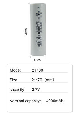 bateria de lanterna elétrica recarregável 21700 de 21*70mm 3,7 V Li Ion Battery 4800mah