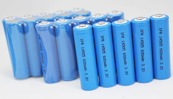 14500 3.2V600mah bateria do lítio LiFePO4