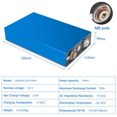 3,2 bateria de lítio recarregável de V 50ah LiFePO4 vida de 4000 vezes